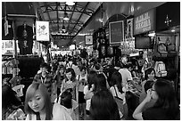 Crowds in Bugis Street Market. Singapore (black and white)