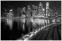 Central Business District skyline and Marina Bay at night. Singapore (black and white)
