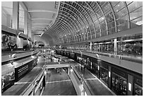 Inside the Shoppes at  Marina Bay Sands. Singapore (black and white)