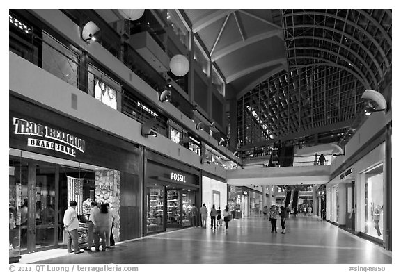 Stores in the Shoppes, Marina Bay Sands. Singapore (black and white)