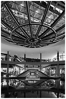 Canal and bridge, the Shoppes, Marina Bay Sands. Singapore (black and white)