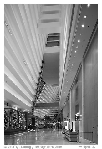 Main lobby, Marina Bay Sands hotel. Singapore (black and white)