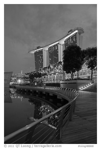 Marina Bay Sands resort, twilight. Singapore (black and white)