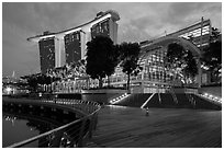 Marina Bay Sands shoppes and hotel, twilight. Singapore (black and white)