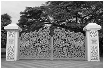 Entrance of Singapore Botanical Gardens. Singapore (black and white)