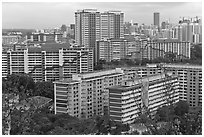Appartment buildings from Mt Faber. Singapore ( black and white)