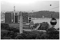 Mount Faber cable car. Singapore (black and white)