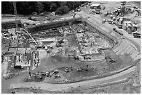 Construction site from above, Sentosa Island. Singapore (black and white)