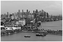 Harbor and Central Business District. Singapore ( black and white)