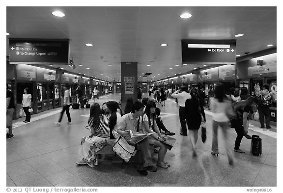 MRT subway train station. Singapore (black and white)