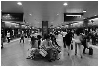 MRT subway train station. Singapore ( black and white)