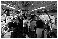 Inside MRT train. Singapore (black and white)