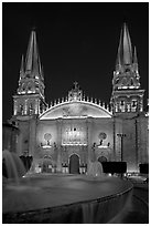 Cathedral by night. Guadalajara, Jalisco, Mexico (black and white)