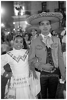 Man and woman in traditional mexican costume. Guadalajara, Jalisco, Mexico ( black and white)