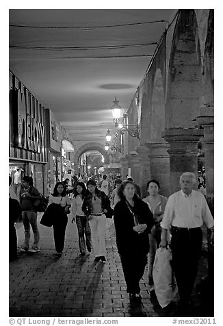 Shopping arcade by night. Guadalajara, Jalisco, Mexico