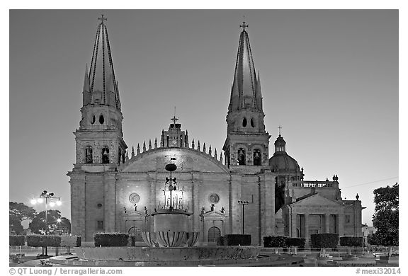 Cathedral at dawn. Guadalajara, Jalisco, Mexico (black and white)