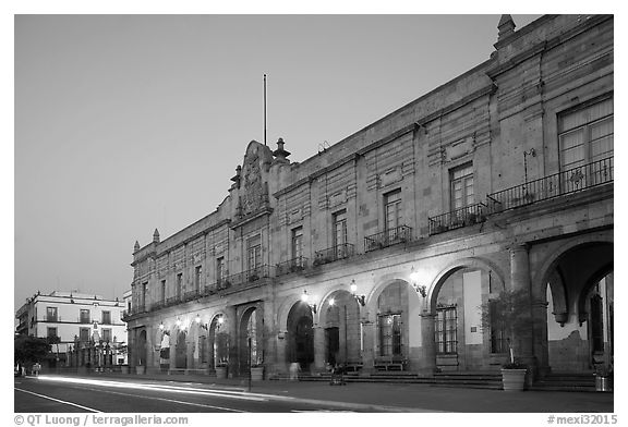 Presidencial Municipal (city hall) at dawn. Guadalajara, Jalisco, Mexico (black and white)