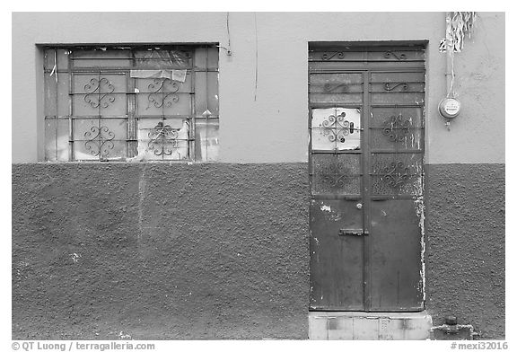 Multicolored wall, window, and door. Guadalajara, Jalisco, Mexico