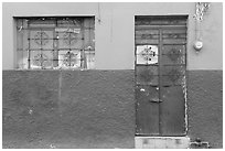 Multicolored wall, window, and door. Guadalajara, Jalisco, Mexico ( black and white)