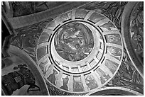 Dome of the chapel of Hospicios de Cabanas featuring The Man of Fire by Jose Clemente Orozco. Guadalajara, Jalisco, Mexico (black and white)