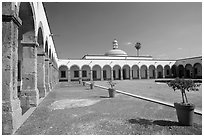 Main courtyard inside Hospicios de Cabanas. Guadalajara, Jalisco, Mexico (black and white)