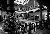 Inside Hotel Frances. Guadalajara, Jalisco, Mexico (black and white)