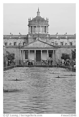 Basin and Hospicios de Cabanas at sunset. Guadalajara, Jalisco, Mexico