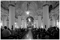 Evening mass in the Cathedral. Guadalajara, Jalisco, Mexico (black and white)