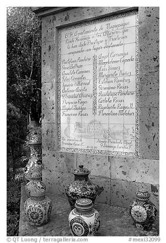 Monument dedicated to ceramic artists, Tlaquepaque. Jalisco, Mexico (black and white)