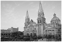 Cathedral and Plaza de los Laureles. Guadalajara, Jalisco, Mexico ( black and white)
