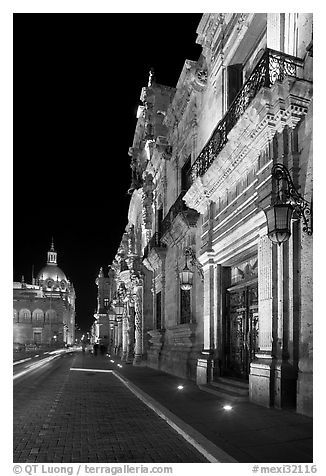 Palacio del Gobernio (government palace) at night. Guadalajara, Jalisco, Mexico