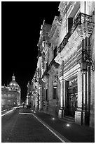 Palacio del Gobernio (government palace) at night. Guadalajara, Jalisco, Mexico (black and white)