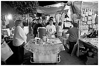Mobile food vendor and craft night market, Tlaquepaque. Jalisco, Mexico (black and white)