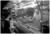 Food  stand in the street at night, Tlaquepaque. Jalisco, Mexico ( black and white)