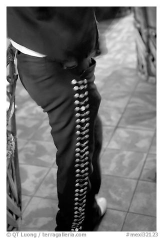Detail of pants of a mariachi musician , Tlaquepaque. Jalisco, Mexico (black and white)