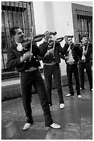 Mariachi musicians at night, Tlaquepaque. Jalisco, Mexico ( black and white)