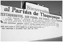 Wall with welcome sign, Tlaquepaque. Jalisco, Mexico (black and white)