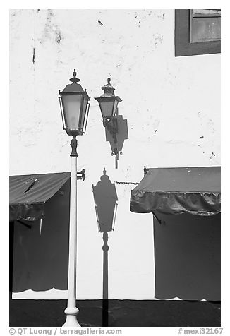 Wall with lamps, blue shades and blue painting, Puerto Vallarta, Jalisco. Jalisco, Mexico