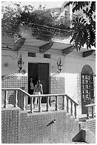 Women at the door of a house, Puerto Vallarta, Jalisco. Jalisco, Mexico (black and white)