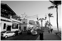 Seaside walkway called the Malecon, Puerto Vallarta, Jalisco. Jalisco, Mexico (black and white)
