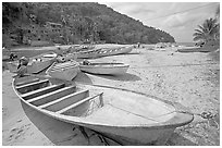 Small boats, Boca de Tomatlan, Jalisco. Jalisco, Mexico (black and white)