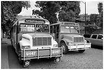 Public busses, Puerto Vallarta, Jalisco. Jalisco, Mexico (black and white)