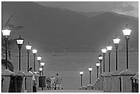 Footbridge above Rio Cuale at dusk, Puerto Vallarta, Jalisco. Jalisco, Mexico ( black and white)