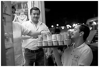 Yoghurt vendor at night, Puerto Vallarta, Jalisco. Jalisco, Mexico ( black and white)