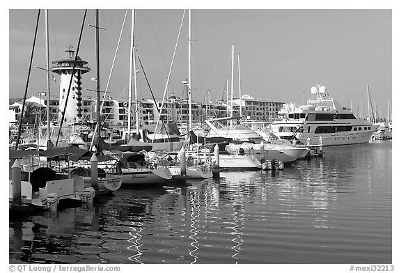 Yatchs in Marina Vallarta, Puerto Vallarta, Jalisco. Jalisco, Mexico (black and white)