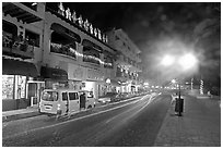 Malecon at night, Puerto Vallarta, Jalisco. Jalisco, Mexico ( black and white)