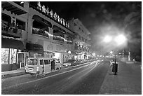 Malecon at night, Puerto Vallarta, Jalisco. Jalisco, Mexico ( black and white)