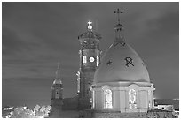 Cathedral at night, Puerto Vallarta, Jalisco. Jalisco, Mexico (black and white)