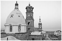 Templo de Guadalupe at dawn, Puerto Vallarta, Jalisco. Jalisco, Mexico (black and white)