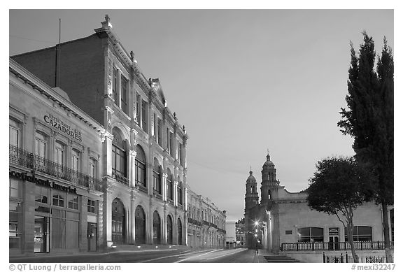 Teatro Calderon at dawn. Zacatecas, Mexico (black and white)